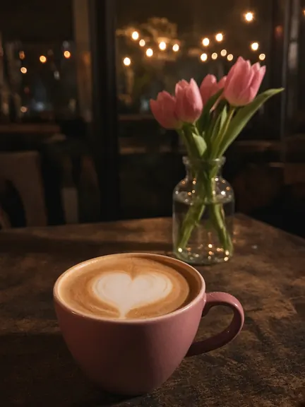 After: a dark, grainy café photo at night