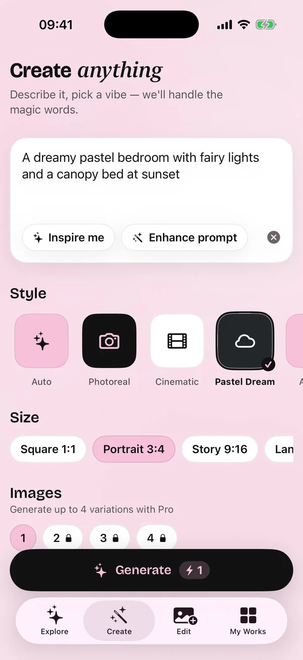 Create from text with styles and sizes