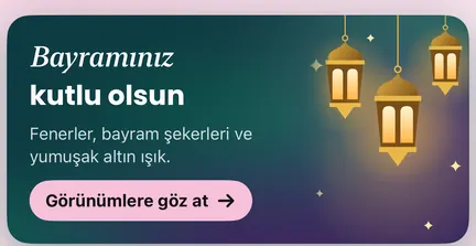 Explore in Türkiye during Ramazan Bayramı: a banner with golden lanterns that says Bayramınız kutlu olsun, in Turkish